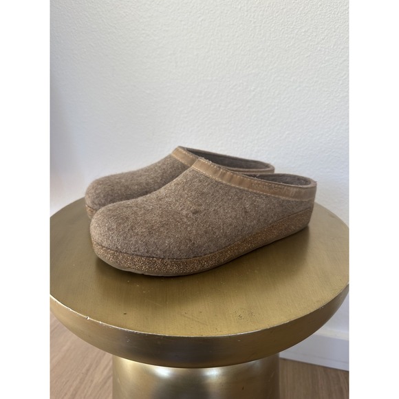 Haflinger Grizzly Slippers Women's Tan Felt Wool Slip On Clog House Shoe 39/8.5 - Picture 1 of 8